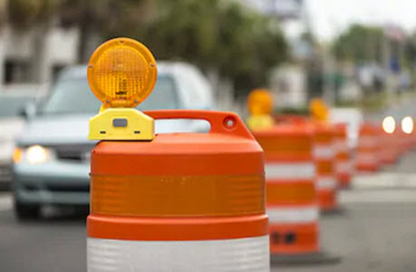 construction zone sign on the road